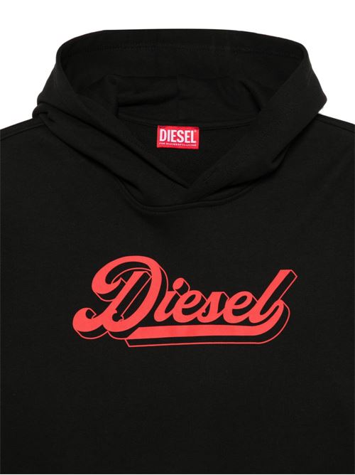Felpa bambina Diesel nera con cappuccio e logo frontale DIESEL KIDS | J02872KYA1NK900